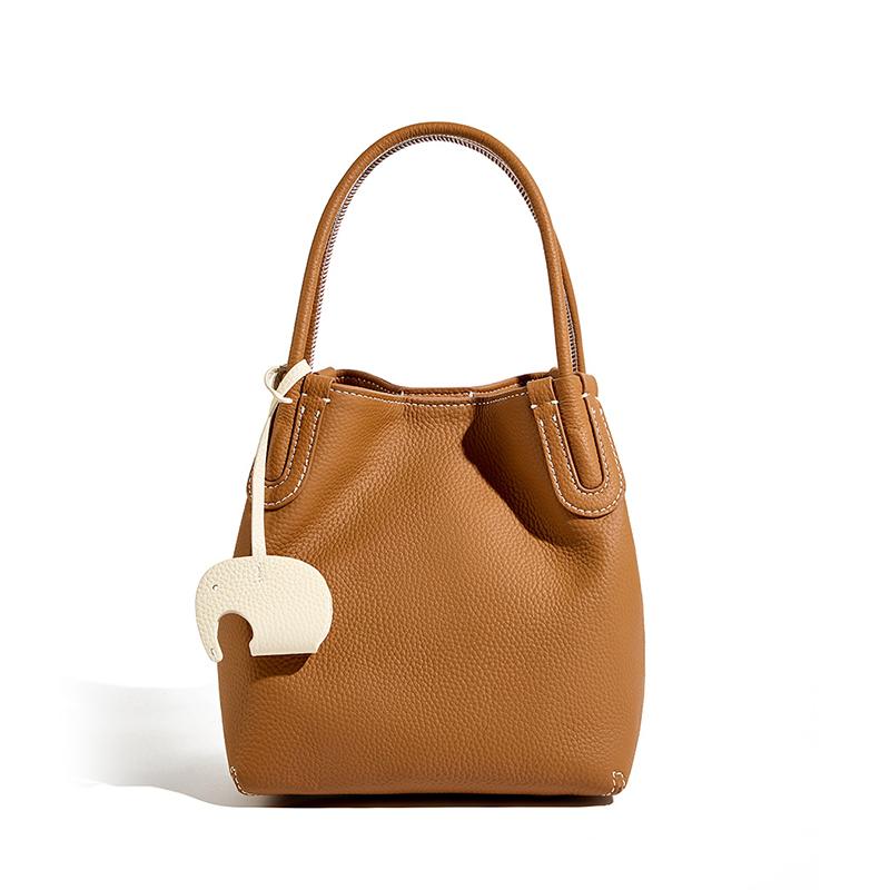 Genuine Leather Women Bucket Bag Luxury Designer Handbags Cowhide Women's Shoulder Bags Fashion Crossbody Bag