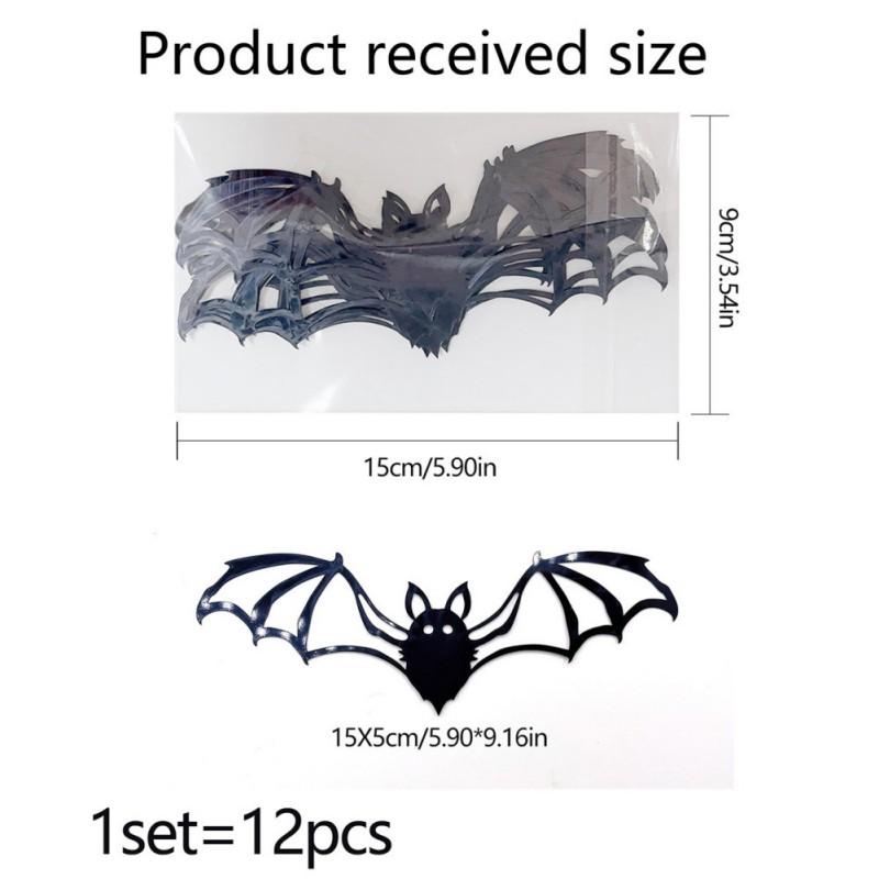 Halloween Window Clings Bloody Handprint Footprint 3D Butterfly Black Bat Wall Decal Scary Halloween Decoration for Home Decor