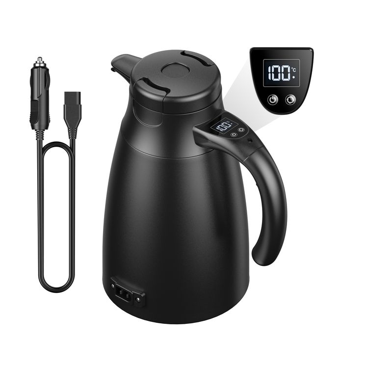 

Universal Car Hot Kettle 12V24V 1.2L Water Warmer Bottle Stainless Steel LCD Display Temperature Control Heater for Travel Truck чёрный