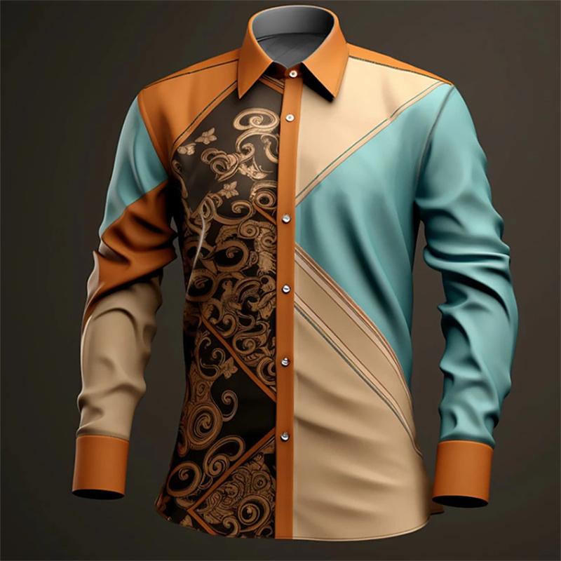 Men's Shirt Pattern Shirt Outdoor Street Long Sleeved Printed Clothing Fashion Street Clothing Designer Casual Breathable