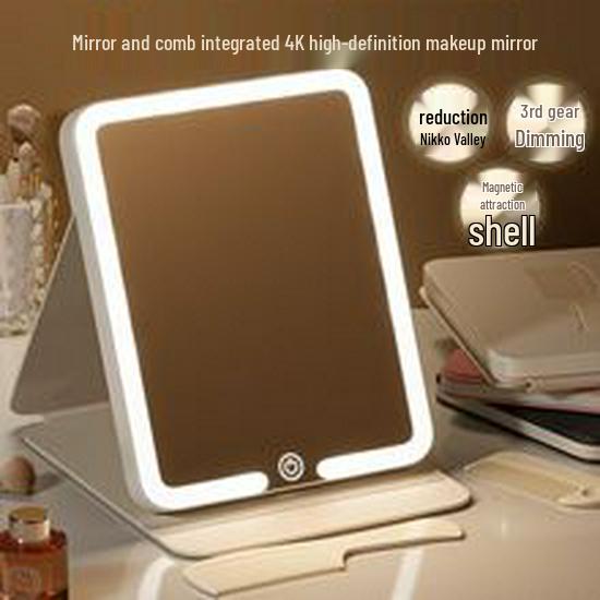 Retro Light Luxury Oval Vanity Table Mirror with Wrought Iron, Flip Design for Bedroom or Desktop