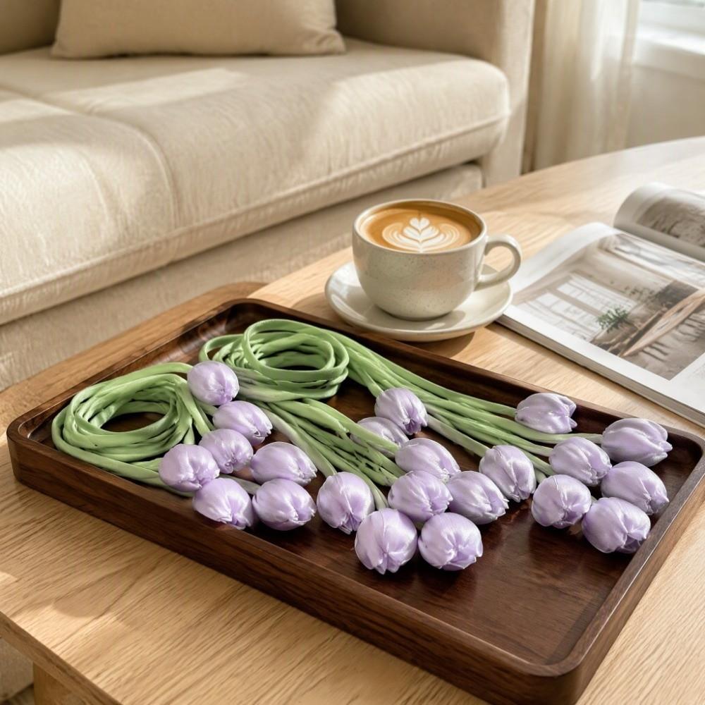 10Pcs Purple Curtain Tiebacks Polyester Hair Ties Elegant Tulip Flower Tassel For Women
