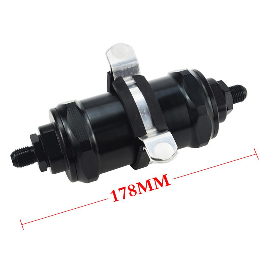 Car Aluminum Inline Fuel Filter E85 Ethanol with 100 Micron Inlet -6 AN / Outlet