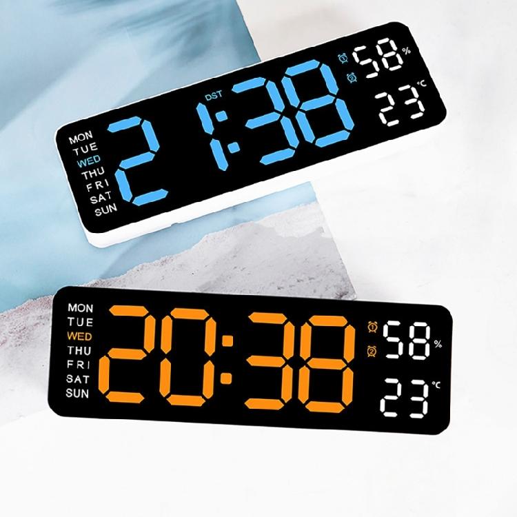 Large Digital LED Wall Clock with Temperature Week Date Display and 2 Alarm Memory Function 3 Brightness for Home Office