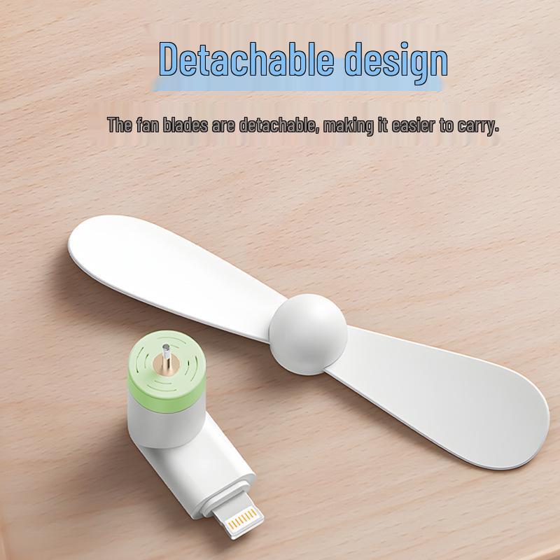 Three-in-One Portable USB Mobile Phone Fan for Apple, Android, and Type-C Devices