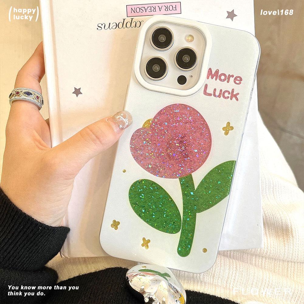 Glitter Tulips Suitable for Apple 16pro Mobile Phone Case IPhone 15 Protective Case 14 Niche High End Sense 13pro
