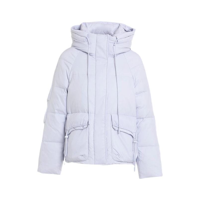 Minimalist basic 90 duck down hooded short down jacket for women's winter season versatile design with drawstring, warm jacket