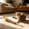 Cat Feather Wand Toy Fluffy Wand with Sisal Rope Handle Feather Duster Shape Interactive Cat Teaser Toy Gift for Cat Owners