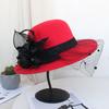 Autumn And Winter Hepburn Big-Brimmed Woolen Hat British Retro Felt Hat Mysterious Mesh Flower Banquet Top Hat