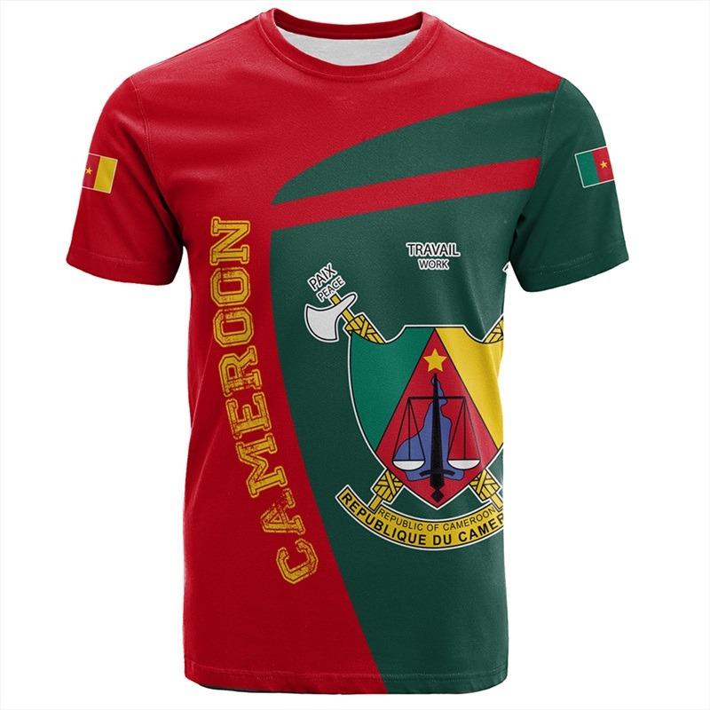 Africa Cameroon Flag Map Graphic T Shirt For Men Clothes National Emblem Short Sleeve T Shirts Kids Jersey Tee Tops