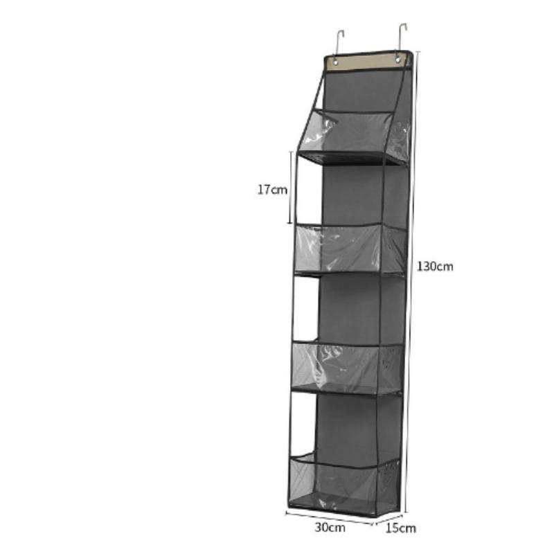 

4Layer Storage Bag Foldable Hanging Organizers for Bathroom Behind Door Snacks Toys Clothes Storage Accessories Closet Organizer сірий колір