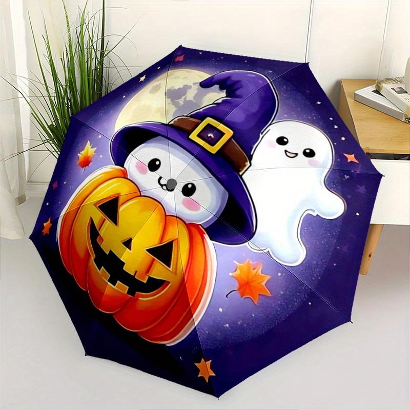 

1pc Witch Ghost Adorable Cartoon Automatic Open/CloseUmbrella-CuteUmbrella with Cute Design, Portable 3-Fold Compact Umbrella for Men & Wome
