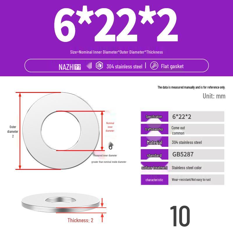 Thickened 304 Stainless Steel Flat Washer Spacer (M4-M8)