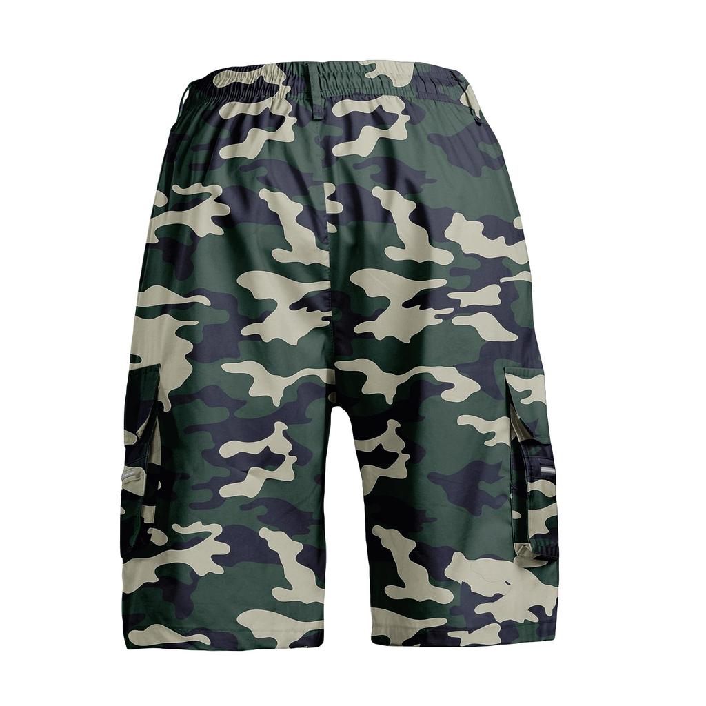 Herren Cargo-Shorts mit Kordelzug-Taille, Mehrere Taschen, Lockere Passform, Camouflage-Muster, Lässige Shorts für Outdoor-Aktivitäten