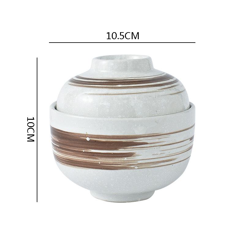 Keramikschüssel mit Deckel Kreatives Muster Dicke Suppenschüssel Dampfeierschüssel Dessertschalen Snackschalen Restaurant Spezialgeschirr