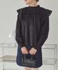 Titibait Pin Tuck Design Ruffle Blouse AFXP4300 Small Blue Women's