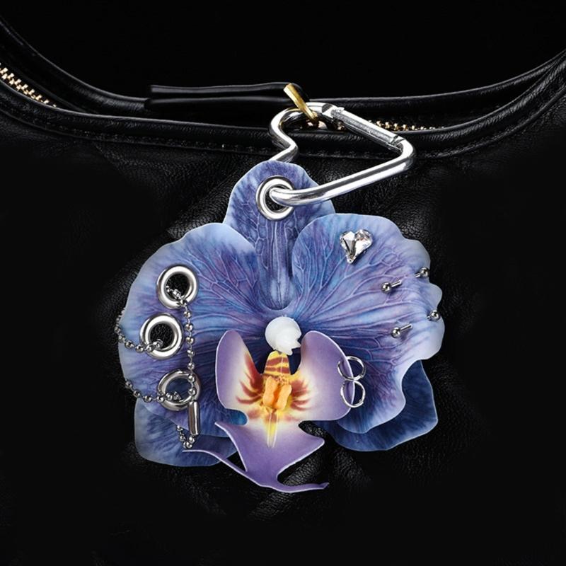 Texturierter Phalaenopsis Schlüsselanhänger Künstlerisches Design Schlüsselanhänger Anhänger Mehrzweck-Accessoire Hängeanhänger