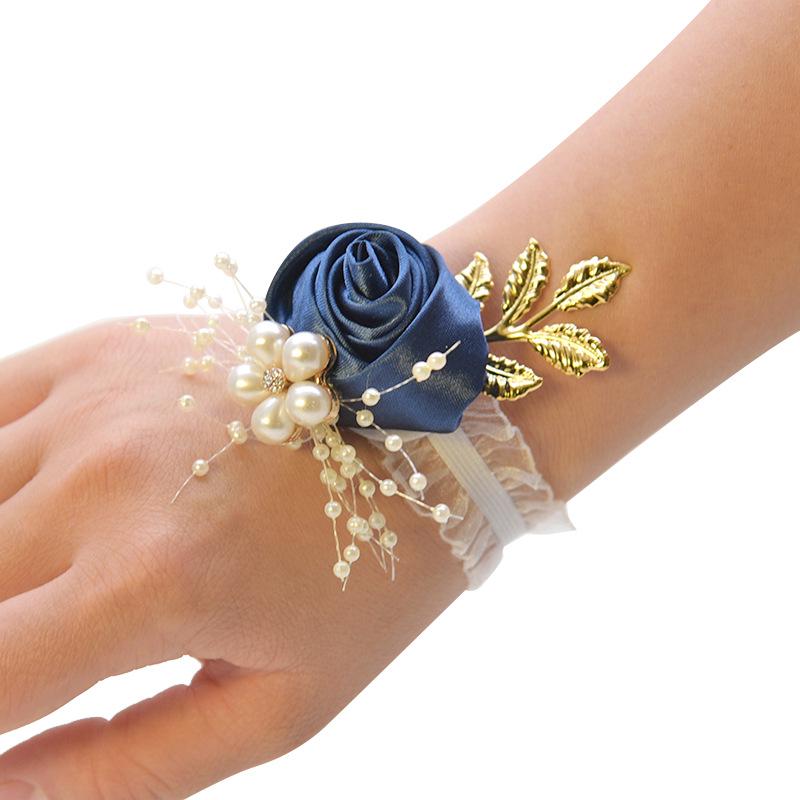 Korean Style Satin Wedding Wrist Flowers for Brides & Bridesmaids - Artificial Fabric Hand Ornaments 7*7