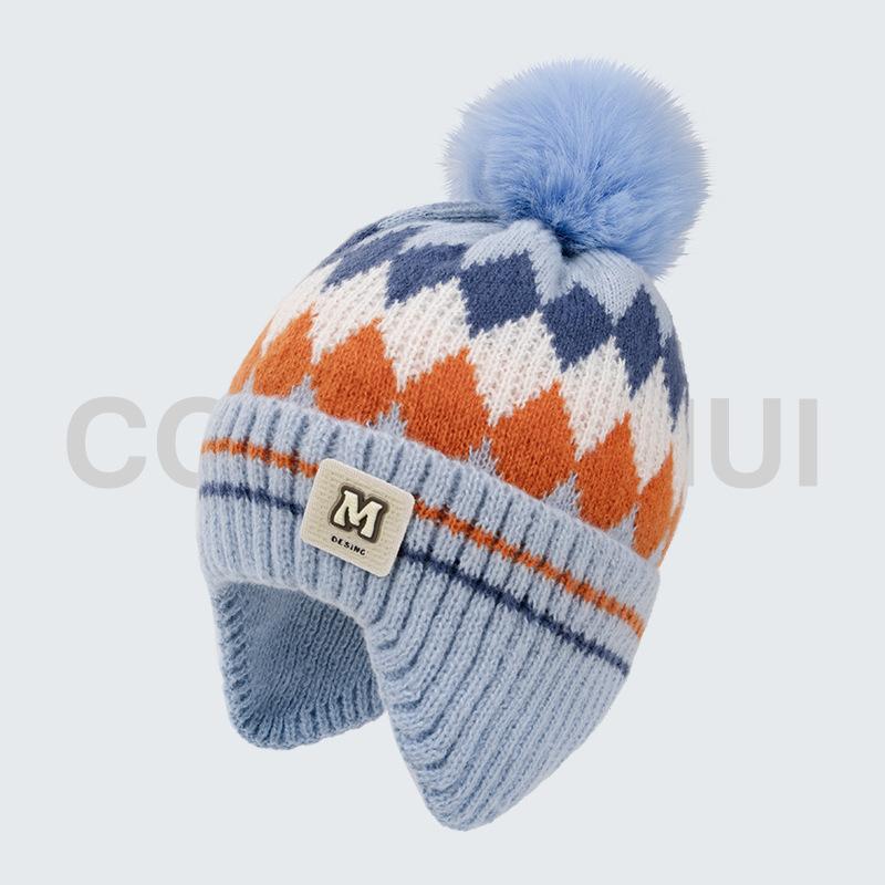 Jacquard tree ear protection hat Winter ear protection hat Middle children's wool hat Windproof knitted children's knitted hat