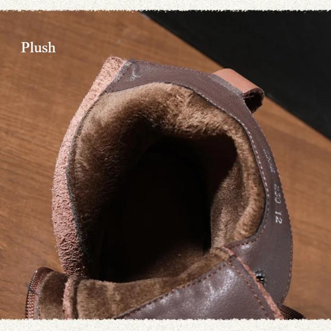 Johnature Genuine Leather Women's Shoes Versatile Lightweight Anti Slip Thick Heel Short Boots