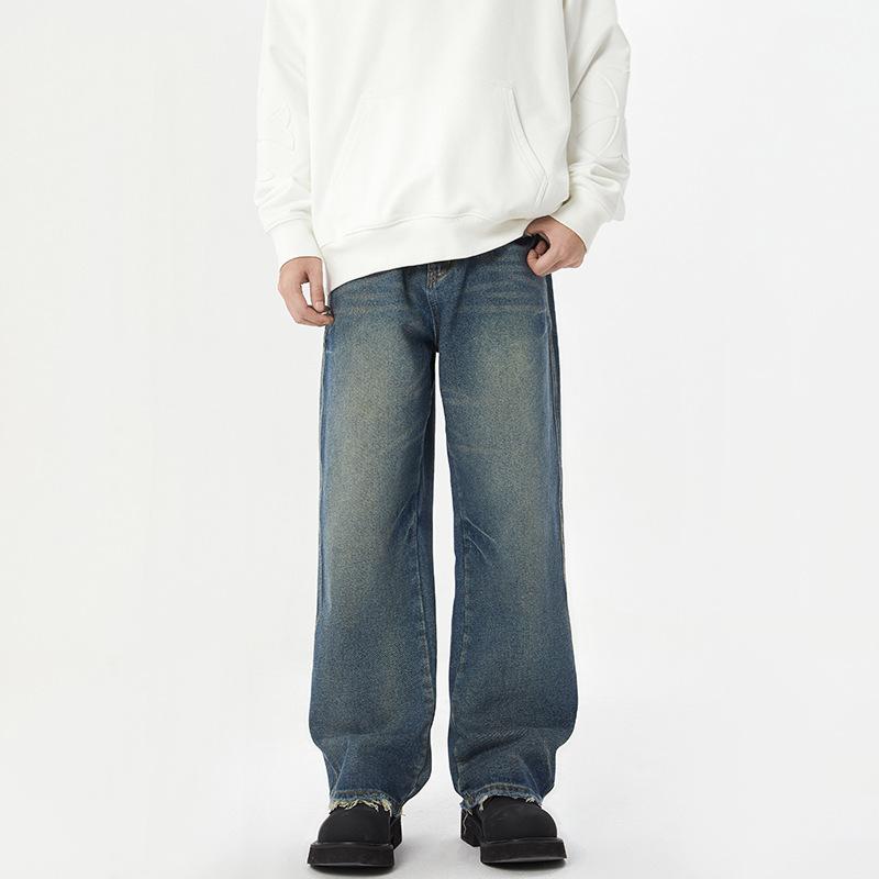 

Новые осенние джинсы с фактурной отделкой для мужской уличной моды, синие брюки 3XL синий