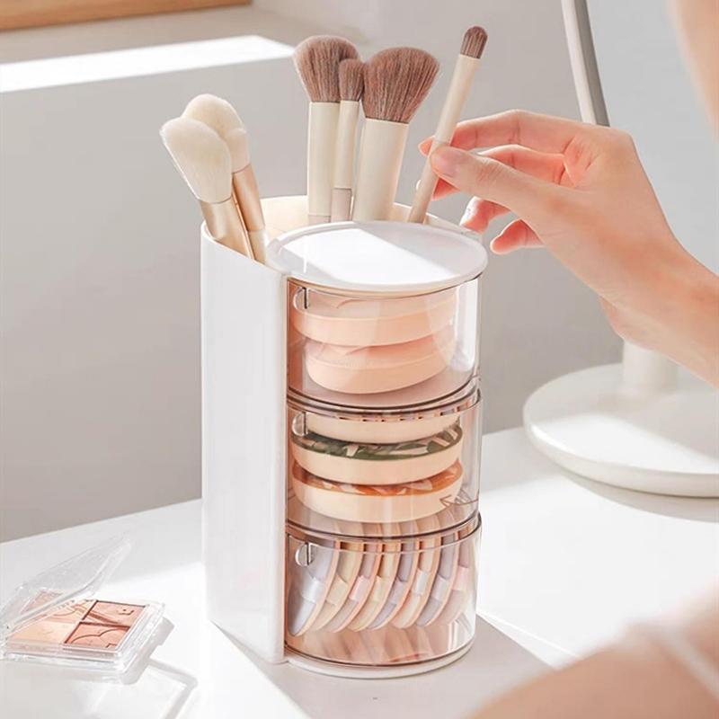 Hair Accessories Organizer With Hair Brush Holder, Rotatable Makeup Brush Holder