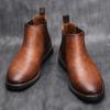 Fashion Botas Para Hombre High Quality British Men Shoe Men Chelsea Boot Fashion Leather Shoe Retro Men Large Ankle Boot Men Winter Shoe
