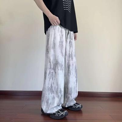 Tie-dyed Comfortable Casual Pants for Men's Summer New Trendy Loose Wide-leg Pants Drape Straight-leg Pants