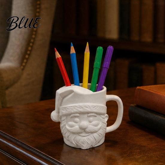 Festive Garden Stake Decoration 3D Printed Santa Claus Pen Holder with Handle Christmas Decorative Stationery Organizer Large Holiday Desk