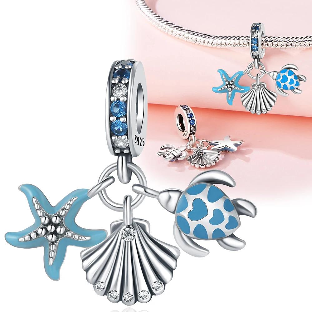 Summer Copper Sea Mermaid Shell Charm Pendant Beads Fit Charms Original Bracelet For Women Jewelry Making