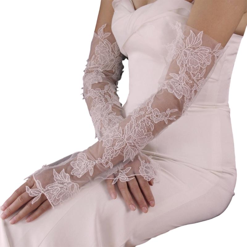 Tulle Gloves for Women and Girls in Theme Party Comfortable to Wear Elastic Nightclub Tulle Lace Gloves 1 белый