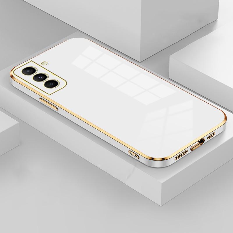 Vergulde Vierkante Frame Telefoonhoesje Op voor Voor Samsung Galaxy S25 S24 S23 FE S22 Plus S21 S20 Ultra 5G Utr Pls Funda Cover