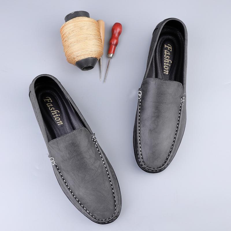 Genuine Leather Mens Loafers Handmade Slip On Footwear Soft Leather Moccasins Ultra-light Male Boat Flats Outdoor Driving Shoes