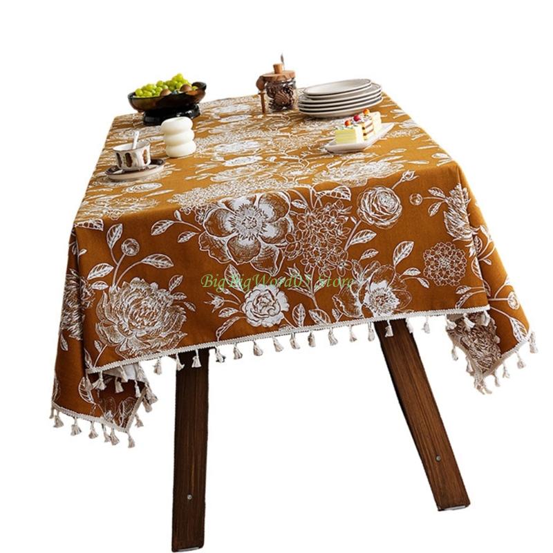 24TE Fleckschutz Blumen Tischdecke Waterproofie Polyester Tischdecke Pflegeleicht Home Office Dekoration