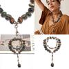 Bohemian Style Long Metal Necklace With Gem Accents For Women Summer Wear