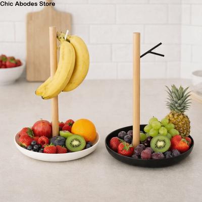 Multi-functional Plastic Fruit Basket with Hook Space Saving Simple Banana Holder Household Fruit Bowl Keep Bananas Fresh
