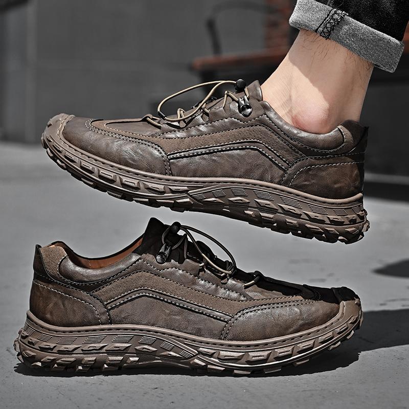 British Leather Shoes Leather Men's Casual Single Shoes Handmade Shoes Stitched Casual Leather Shoes Outdoor Fashion Men Flats