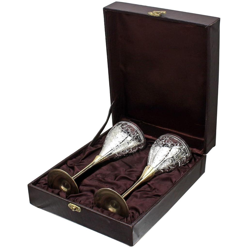 Set of 2 Hammered Copper Nickel Lined Champagne Coupes/ Flutes/ Wine Glasses in Gift Box