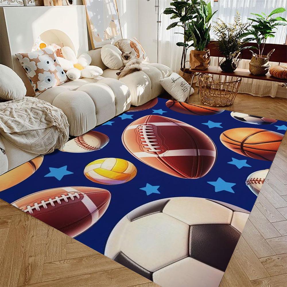 Boys Football Bedroom Accent Rug Rugby Large Area Rug for Dining Room Non-Slip Soft Washable Sport Floor Carpet for Boys Teens