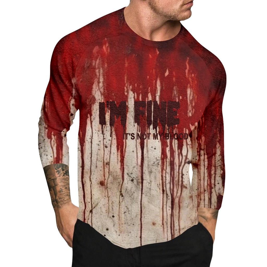 Halloween Print Raglan Sleeve Men's Long Sleeve Top