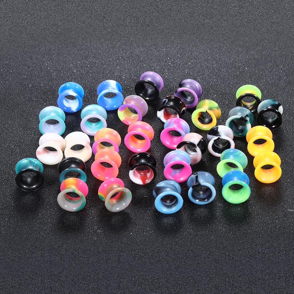 32 Stück/Los Silikon Ohr Plug Tunnel Flesh 3-25MM Doppelt geflanschter Ohrdehner Expander Ohrring Piercing Kits Ohr Dehnungen