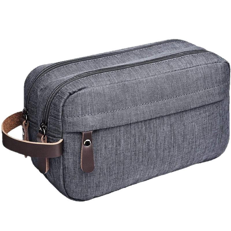 Waterproof Oxford Cloth Double Layer Toiletry Bag: Extra Large Capacity, Portable, for Men's Travel and Makeup Storage.