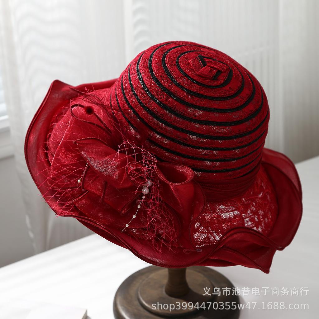 Celebrity temperament lace flower sun hat children summer outing outdoor sun protection bucket hat French elegant top hat