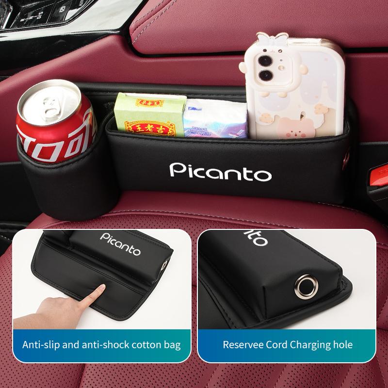 Car Seat Center Console Armrest Gap Filler Storage Box Stickers For KIA Picanto 2008 2012 2017 2018 2019 HP4