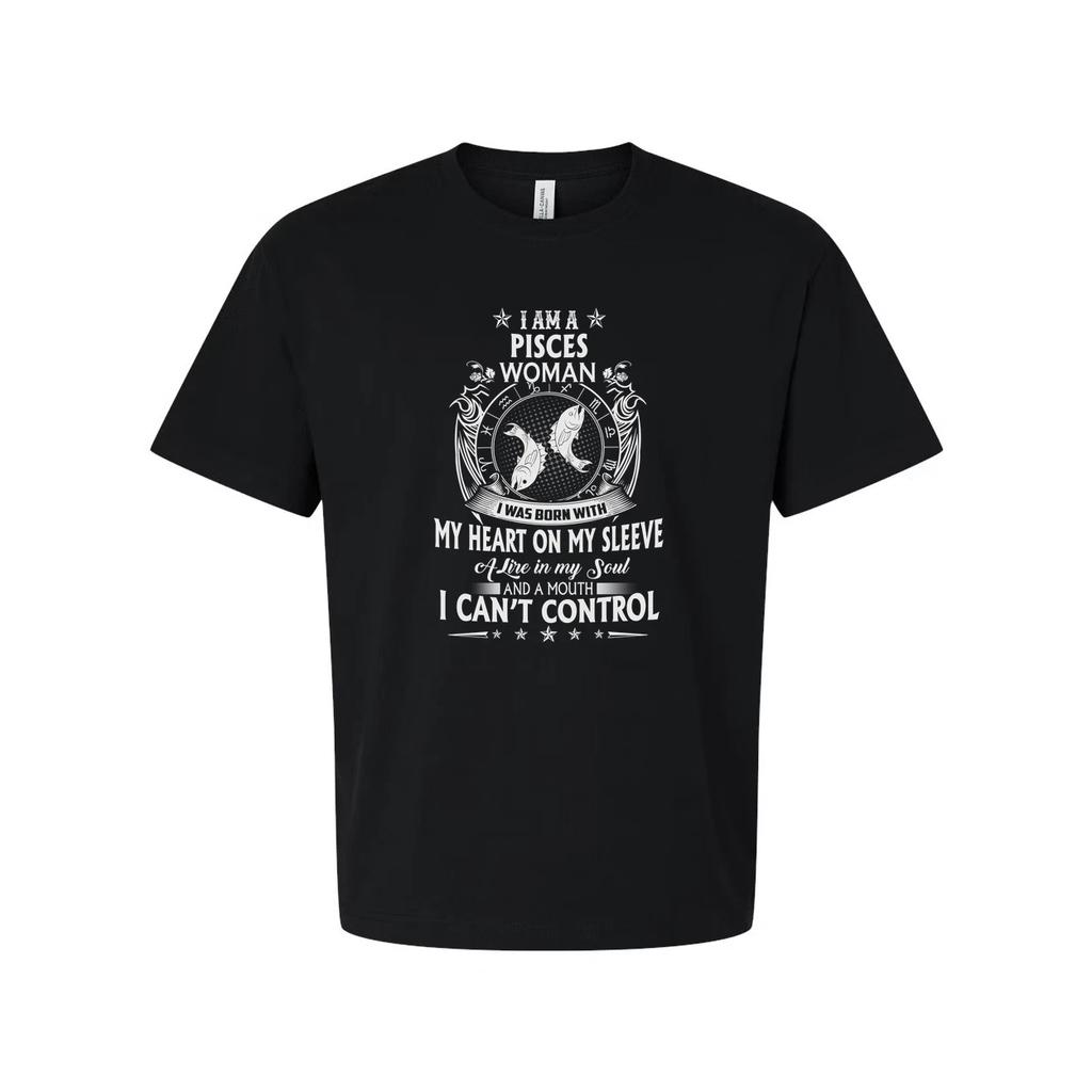 Unisex Short Sleeve Zodiac Graphic Tee Featuring Pisces Symbol With Celestial Em