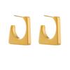 DIEYURO 316L Stainless Steel Geometric Stud Earrings For Women Designer Exaggerated C Loop Square Earrings Girls Party Jewelry