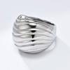 Wave Pattern French Titanium Steel Ring for Women Exaggerated Personality Advanced and Versatile Hand Jewelry