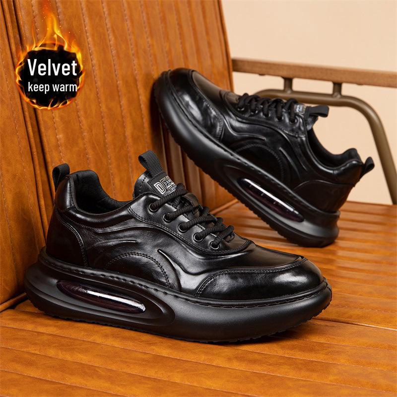 

Мужские модные кожаные туфли - толстая подошва, увеличивающая высоту, теплые повседневные кроссовки с бархатной подкладкой 41