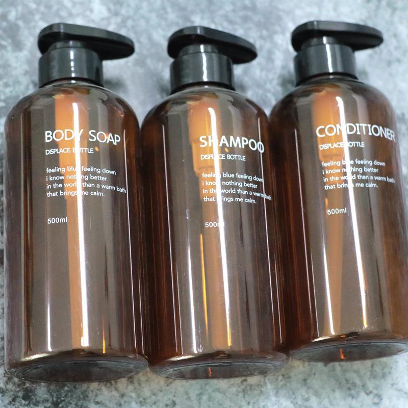 500ml Thick Wall Shampoo and Shower Gel Bottle Set with Round Shoulders
