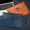 Document Storage Bag Leather Laptop Sleeve Leather Buckle Lock for Office